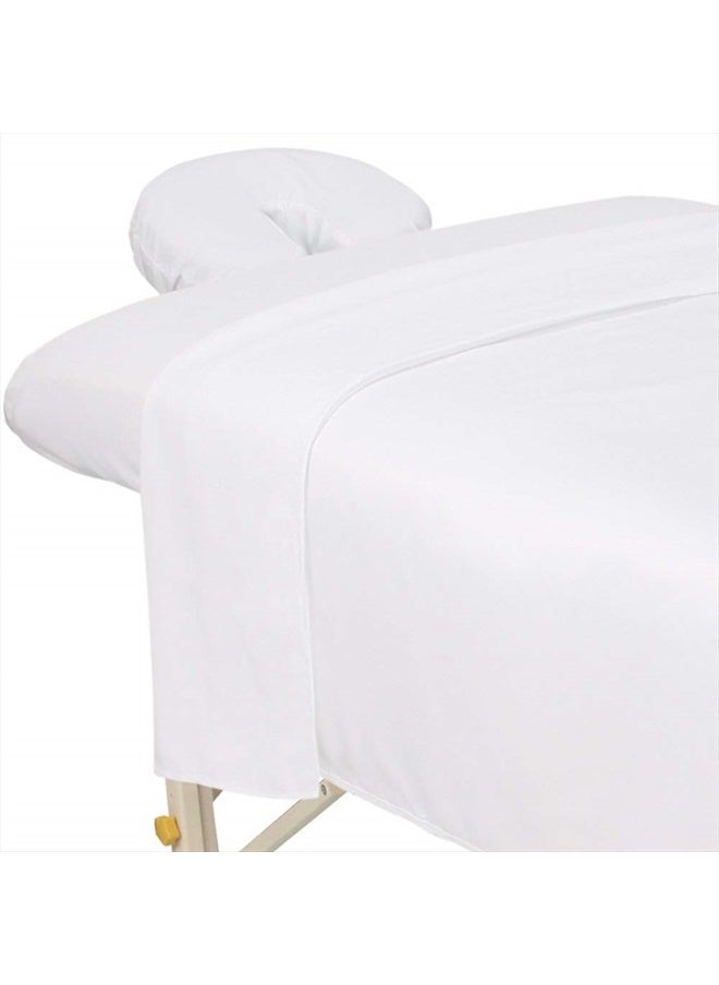 ForPro Professional Collection Premium Microfiber 3-Piece Massage Sheet Set, White, Ultra-Light, Stain, and Wrinkle-Resistant Includes Massage Flat and Fitted Sheet and Massage Face Rest Cover  - Image 1