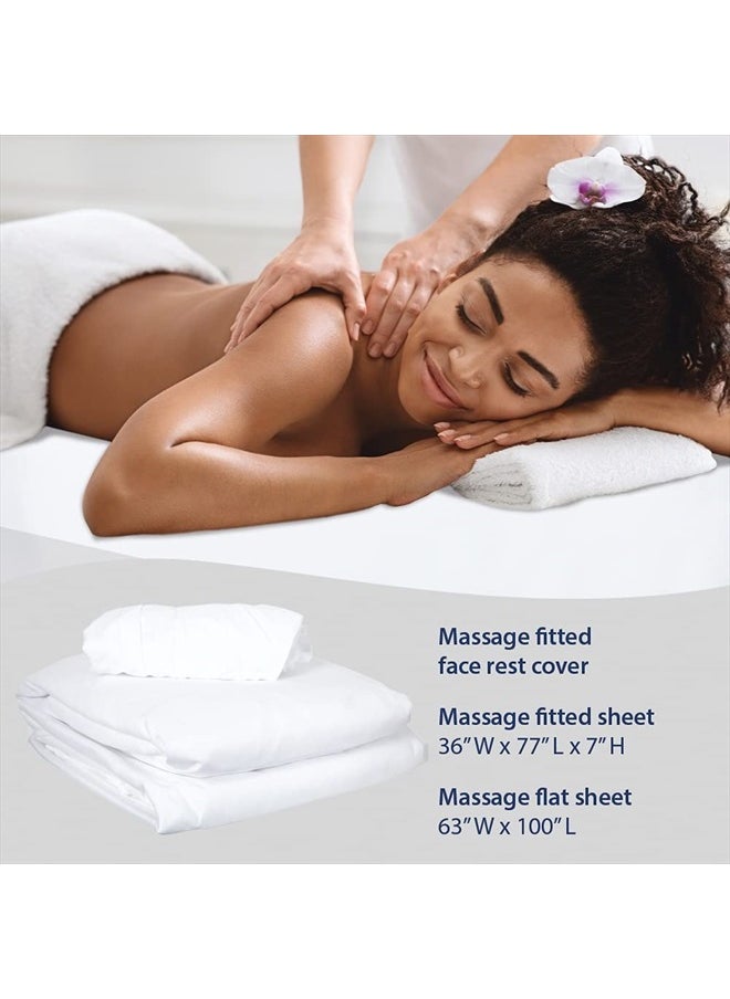 ForPro Professional Collection Premium Microfiber 3-Piece Massage Sheet Set, White, Ultra-Light, Stain, and Wrinkle-Resistant Includes Massage Flat and Fitted Sheet and Massage Face Rest Cover  - Image 5