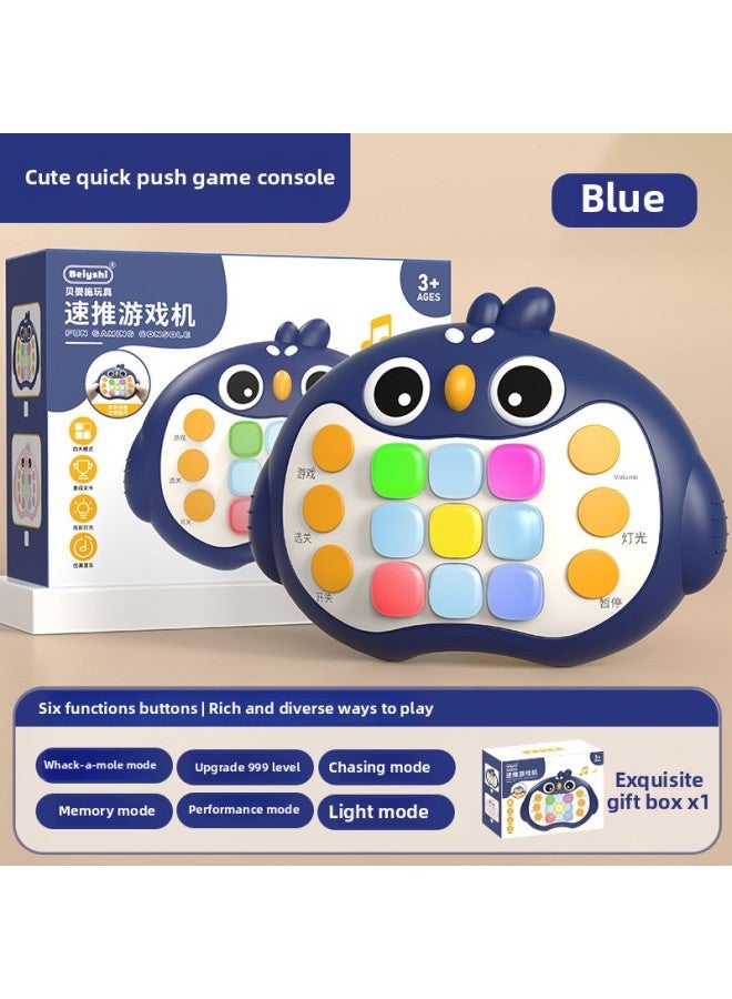 Loquat Quick Push Game Machine Press Palm Hamster Press Music Logical Concentration Children's Decompression Toys-Color:Cute Quick Push Game Console 【blue 6 Modes】 Chinese Color Box - Image 1