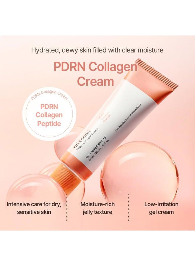 mixsoon PDRN Collagen Cream - Firming, Hydrating and Revitalizing Lightweight Face Gel, Radiance Collagen Peptides, Nourishing Moisturizer for Smooth Skin 50ml / 1.69 fl.oz. Korean Glass Skin Care - Image 2