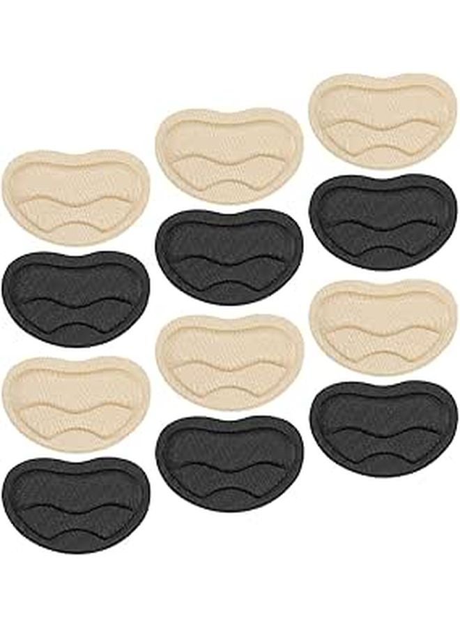 6 Pairs Heart Shaped Heel Protectors Anti Friction Cushions in Beige and Black for Blister Prevention - Image 1