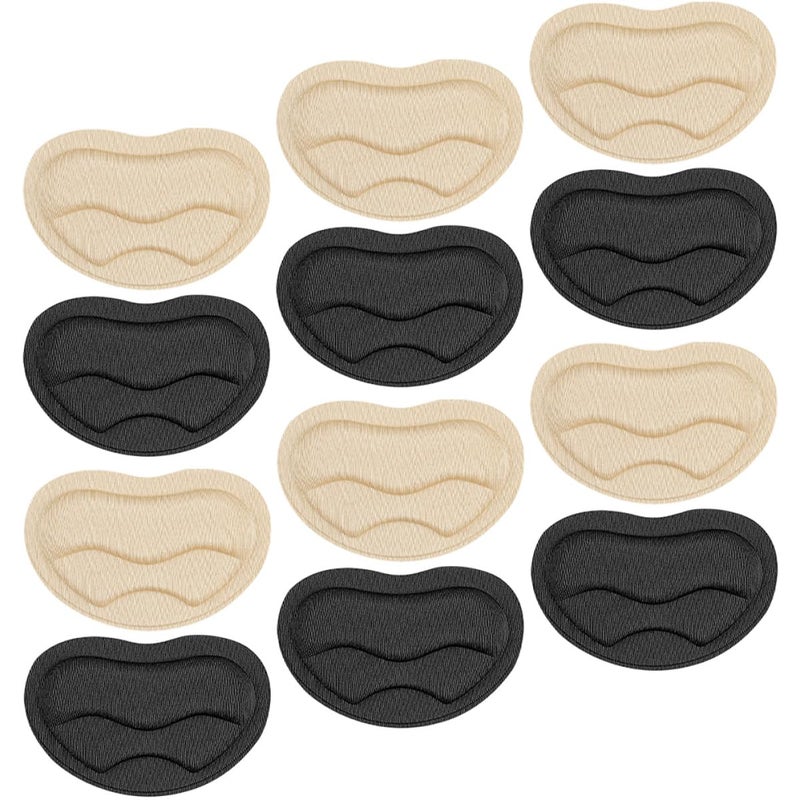 6 Pairs Heart Shaped Heel Protectors Anti Friction Cushions in Beige and Black for Blister Prevention - Image 2