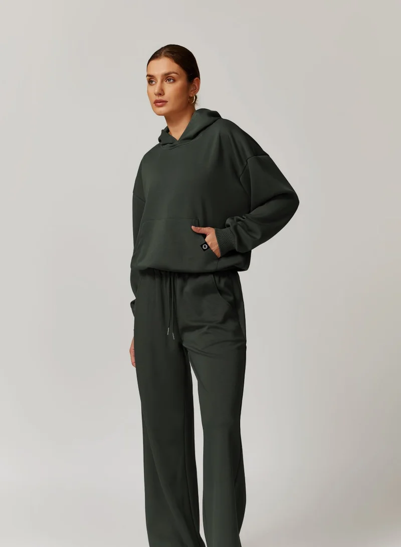 Kawn.yoga Dark Forest Green Womens Loose Fit Hoodie for Women | Best Price UAE