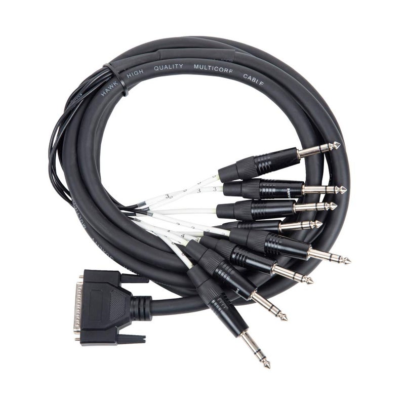 Hawk Proaudio DB25 to 8 Channel 6.35mm TRS Stereo Snake Cable (Black) - Image 1