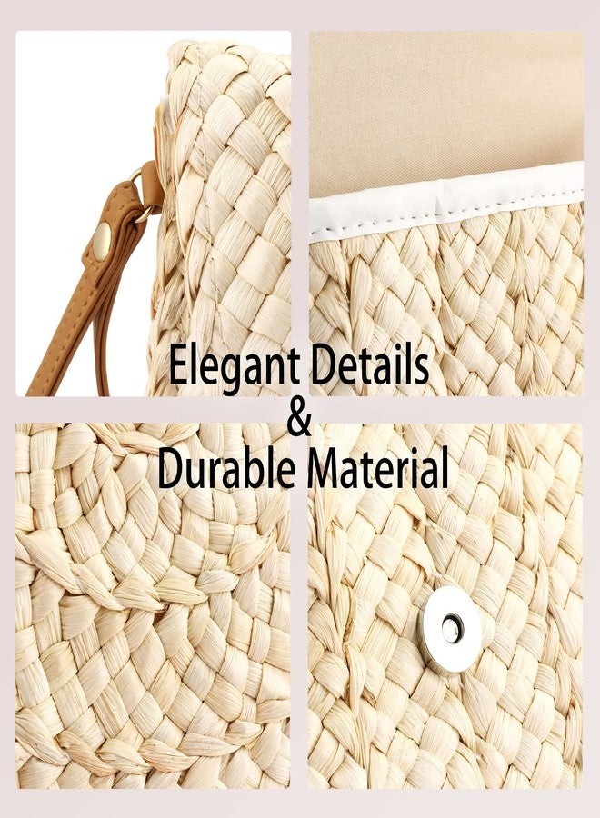 Buric Straw Clutch Purses for Women Woven Straw Crossbody Bags Women's Crossbody Handbags Retro Shoulder bag Trendy Summer Beach Bags with Magnetic Buckle Closure (Beige) - Image 5