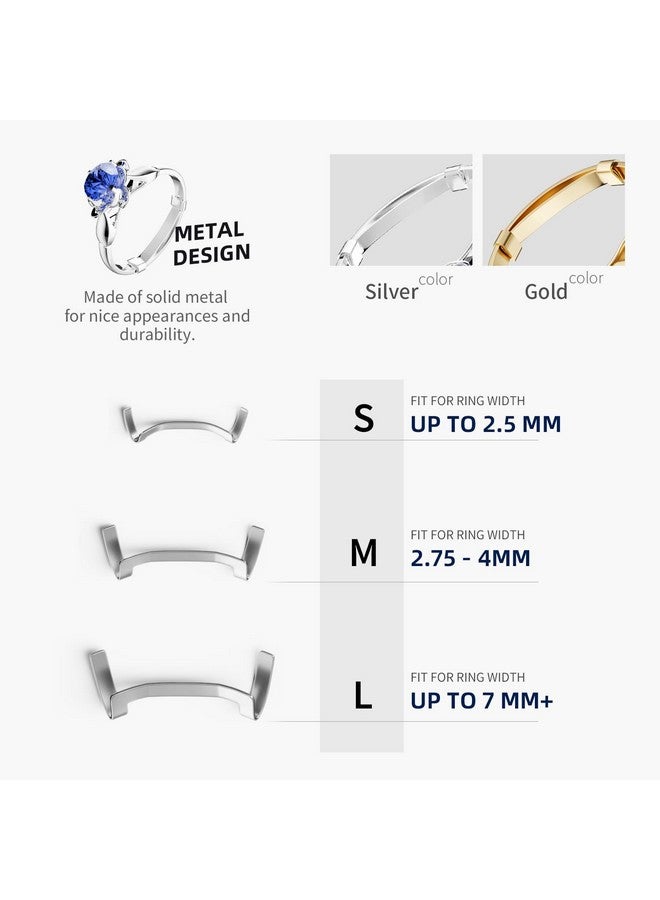 ELETIUO Ring Size Adjuster Set for Loose Rings,3 Styles Invisible Ring Reducer Jewelry Guard Ring Resizer,6Pcs Gold/Silver Filled Metal Ring Guards &117Pcs Sticky Strips &4 Sizes Spirals,Fit Almost Any Ring - Image 4