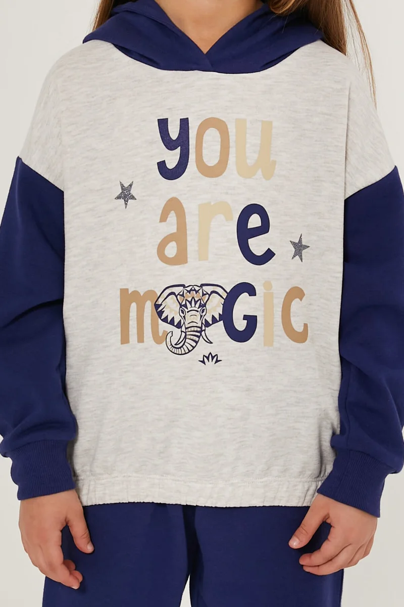 روليبولي You Are Magic White Navy Blue Girl's Tracksuit Set