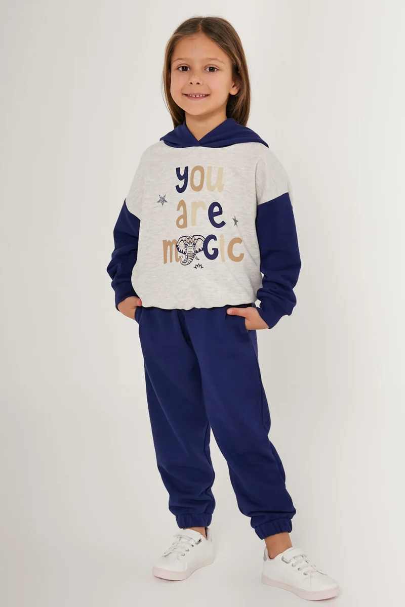 روليبولي You Are Magic White Navy Blue Girl's Tracksuit Set