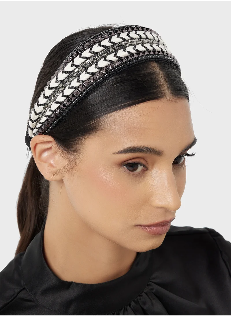 جينجر Embroidered Stud Detail Headband