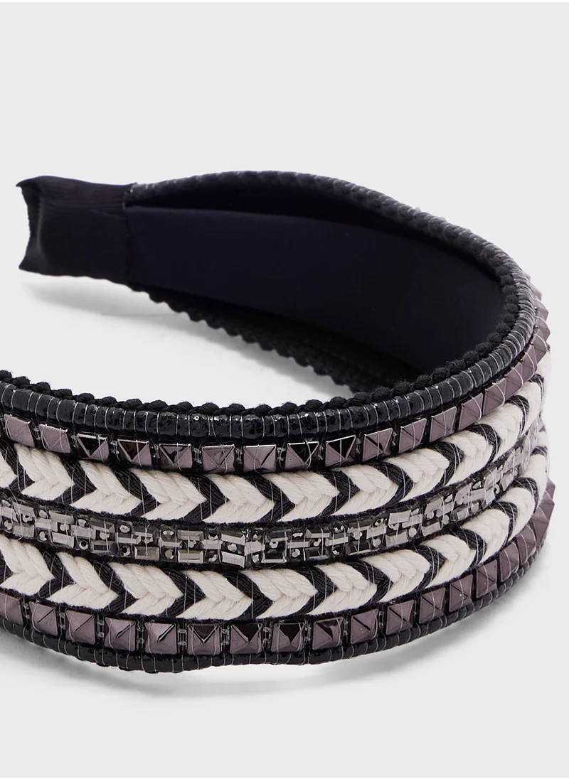 جينجر Embroidered Stud Detail Headband