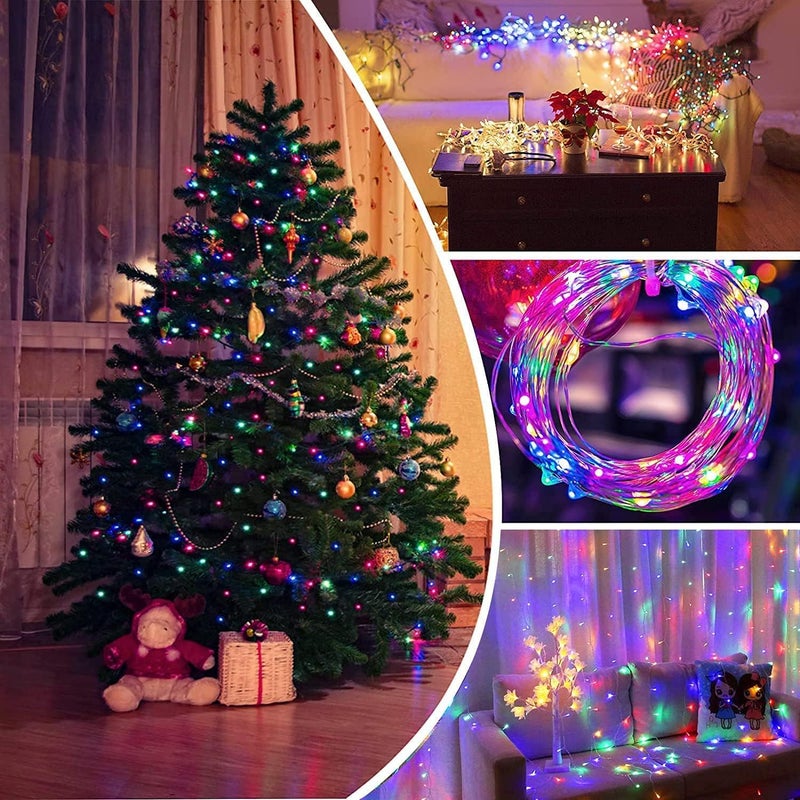 صن نيست سلسلة أضواء ستارة عيد الميلاد 300 LED 9.8FT × 9.8FT 8 أوضاع إضاءة أضواء خرافية مع جهاز تحكم عن بعد تعمل بالطاقة USB مقاومة للماء لتزيين غرفة النوم والحفلات وحفلات الزفاف والحديقة والجدران في عيد الميلاد - 4 ألوان - Image 2