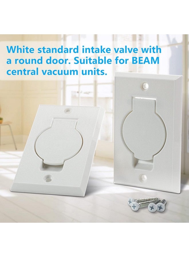 ANTOBLE 2 Pcs Standard Central Vacuum Inlet Valve Plate White for Beam Central Vac - White Round Door - Image 2