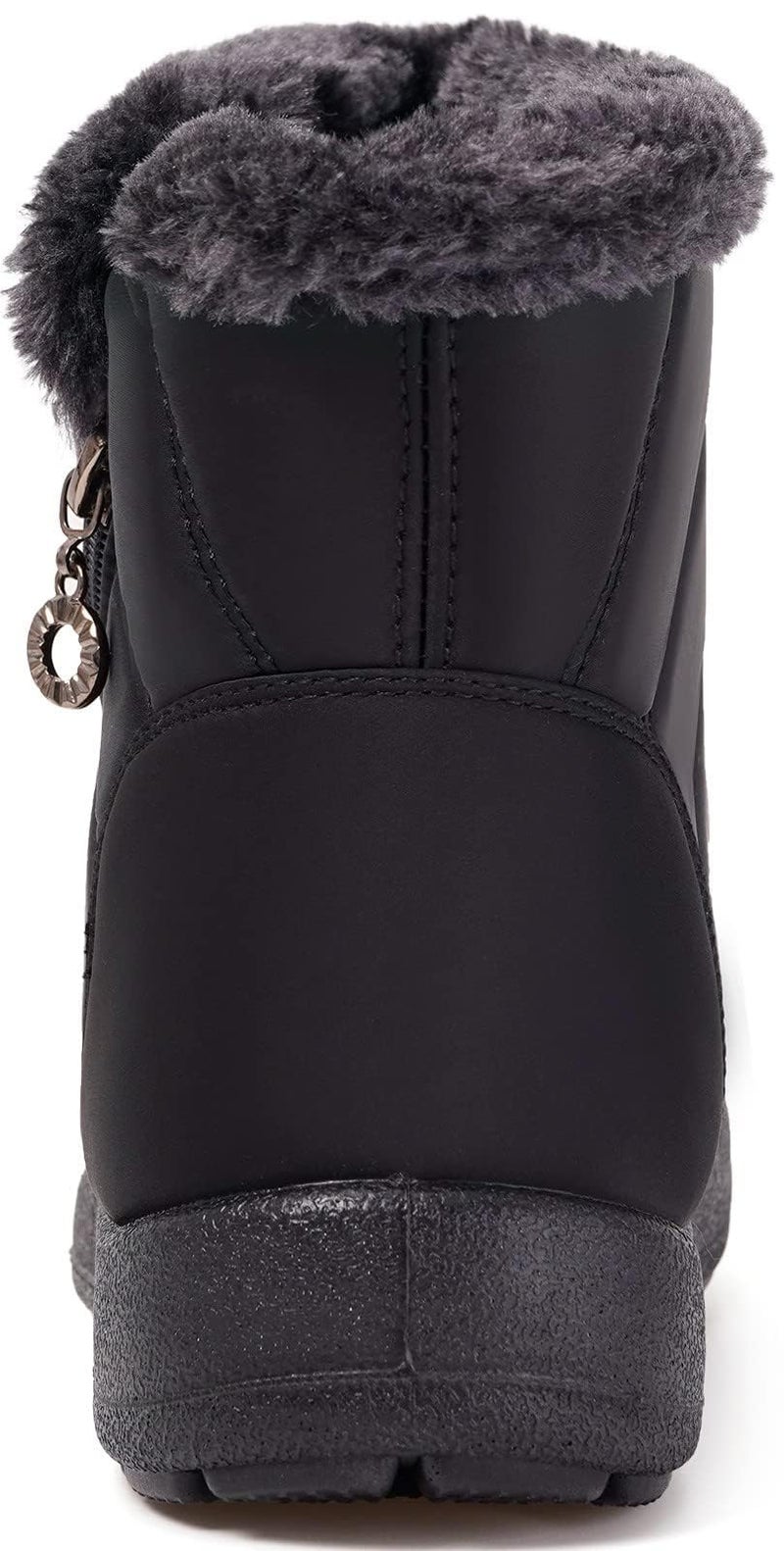 Eagsouni Snow Boots Womens Winter Ankle Boots Ladies Warm Fur Lined Booties Thickening Shoes Zip Flat Sneakers Outdoor Booties High Top Black, US 11, 43 EU - Image 2