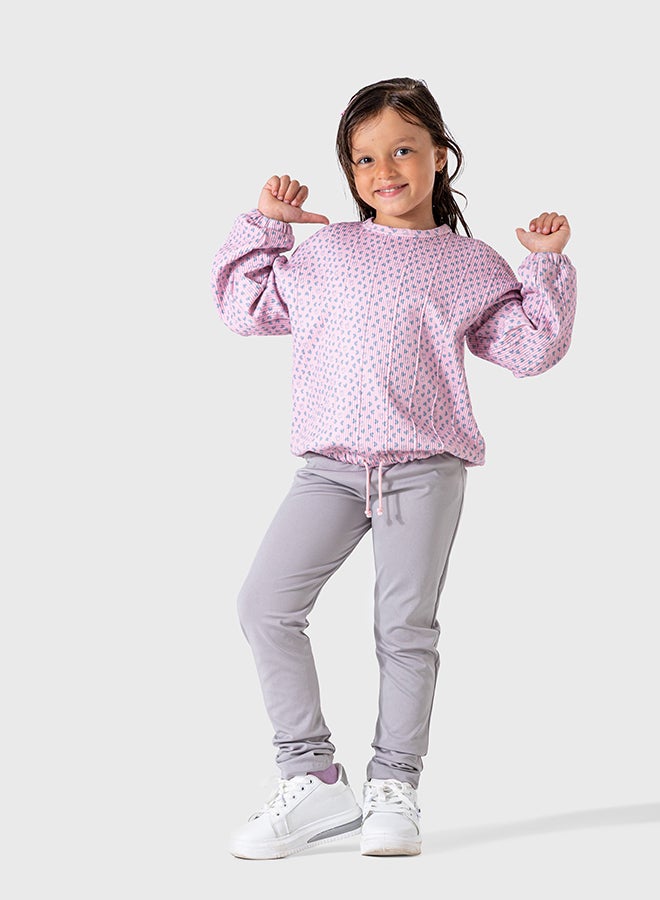 اون كيدز طقم خريفي بناتي أطفال صغار تيشيرت بكم طويل مع ليجنز - Image 2