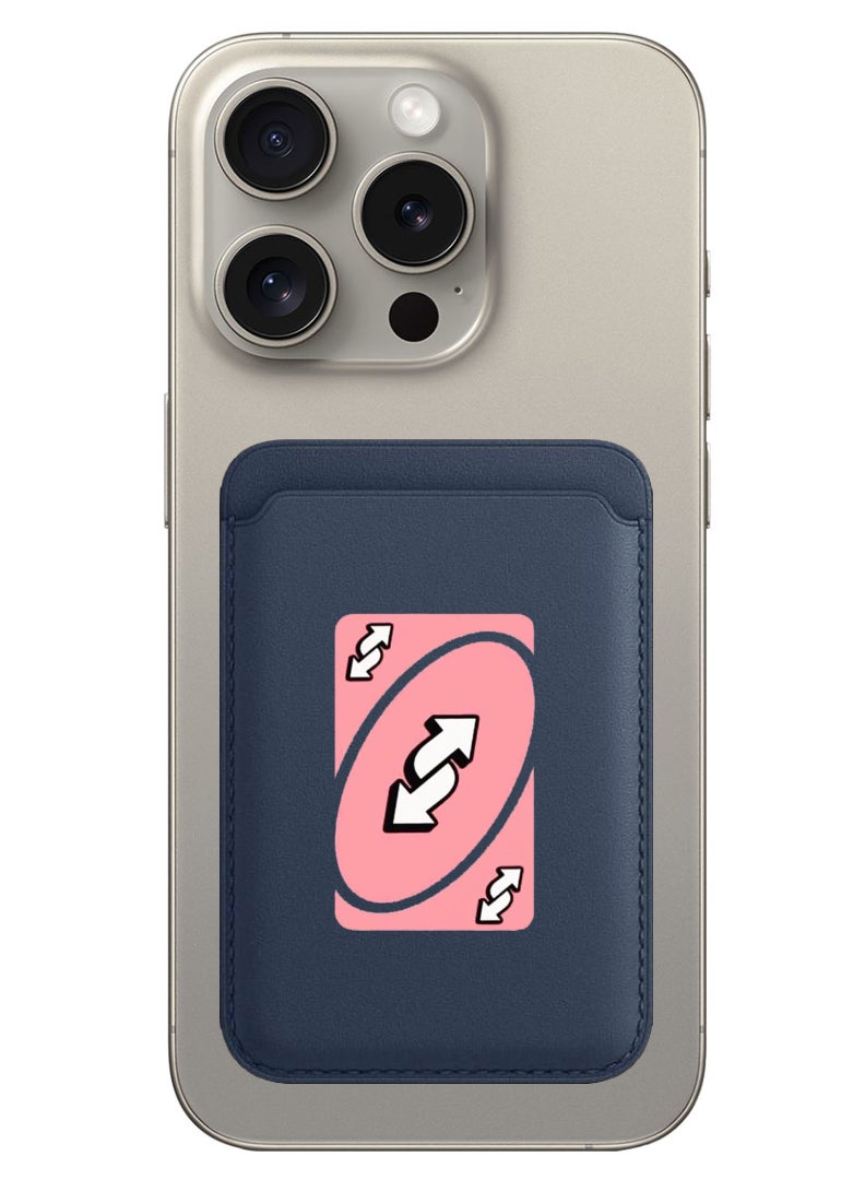 Theodor Magnetic Wallet, Compatible with MagSafe Wallet, for iPhone Wallet, for iPhone 16/15/14/13/12 Series, Not for iPhone 13/12 mini, 3 Card Holder, Vegan Leather, Navy - Uno - Image 1