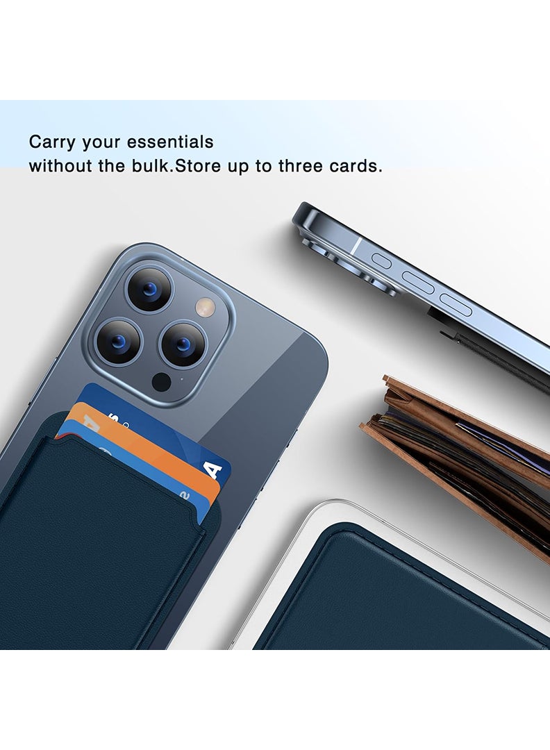 Theodor Magnetic Wallet, Compatible with MagSafe Wallet, for iPhone Wallet, for iPhone 16/15/14/13/12 Series, Not for iPhone 13/12 mini, 3 Card Holder, Vegan Leather, Navy - Uno - Image 3