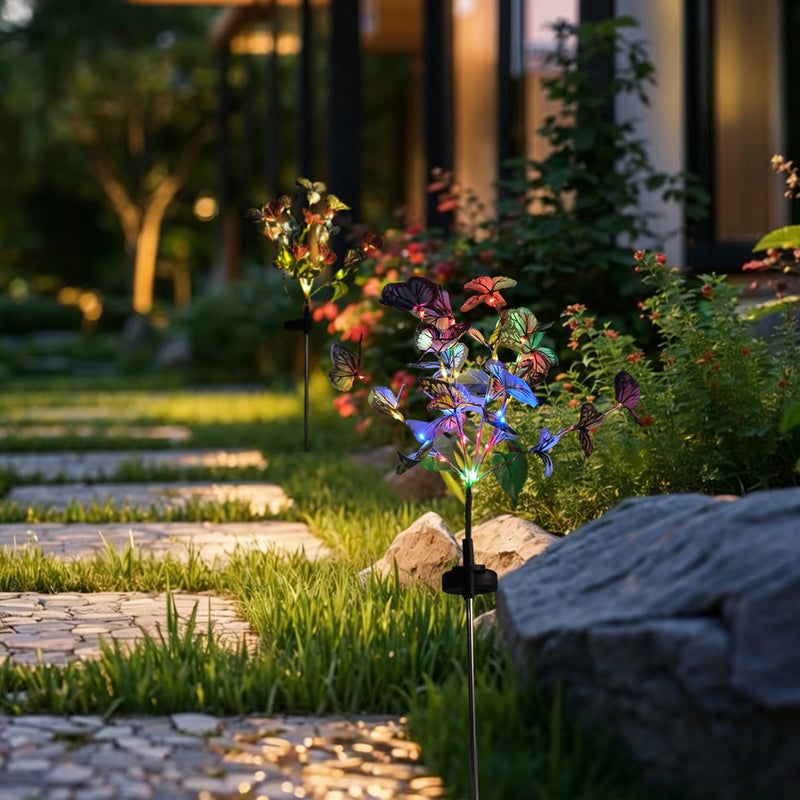Outdoor Simulation Butterfly Ground Stake Light Solar Charging Lamp for Garden Lawn Decor - Image 4