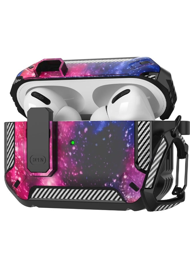 Airpods Pro 2 Case Cover, Airpods Pro 2nd Generation Protective Case with Lock, Military Hard Shell Rugged Shockproof Cover with Keychain Compatible with Apple Airpods Pro 2 2022 (Starry Sky) - Image 1
