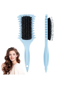 mriya Curl Defining Brush, Curly Hair Brush with Boar Bristle and Side Groove Design, Curl Define Styling Brush for Curly Hair, Shaping and Defining Curls for Women Men to Reduce Pulling and Curl Separation 
