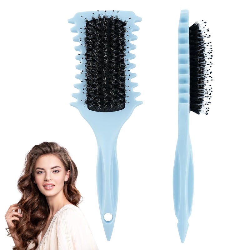 mriya Curl Defining Brush, Curly Hair Brush with Boar Bristle and Side Groove Design, Curl Define Styling Brush for Curly Hair, Shaping and Defining Curls for Women Men to Reduce Pulling and Curl Separation