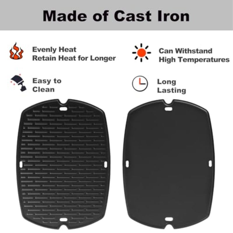 7582 Griddle Replacement Parts for Weber Q1200 Q1000 Q1400 Q120 Q140 Q100 Cast Iron Full Size Griddle Reversible Flat Top Grill Griddle Insert Plate 6558 Weber Q 100/1000 Series 5101000 Grill Parts - Image 4