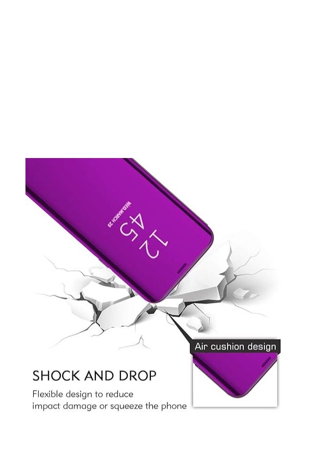 For Samsung Galaxy A50 / A50s Clear View Flip Case , Without Sensor , Stand Watching Position , Mirror Full Protection Cover Compatible With Samsung Galaxy A50s (6.4'') (Purple) - Image 4