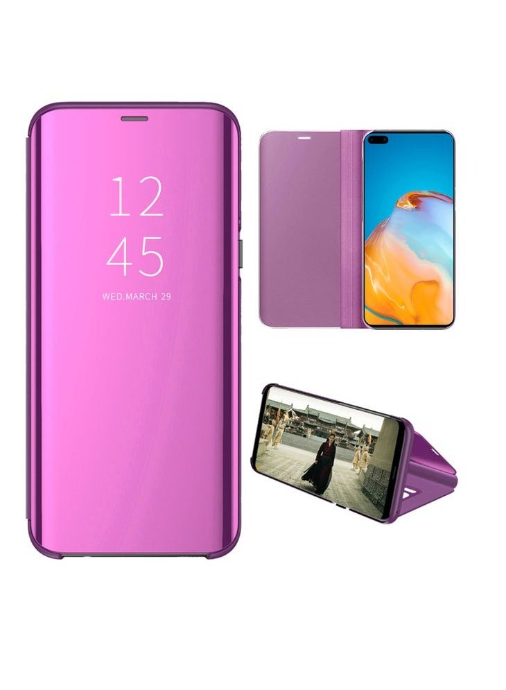 For Samsung Galaxy A50 / A50s Clear View Flip Case , Without Sensor , Stand Watching Position , Mirror Full Protection Cover Compatible With Samsung Galaxy A50s (6.4'') (Purple) - Image 2
