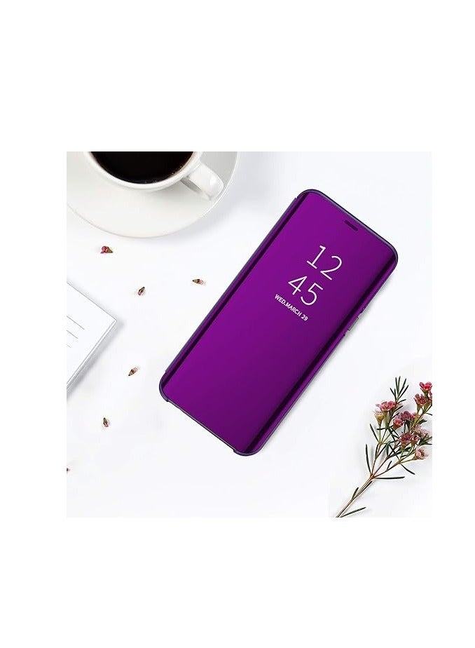 For Samsung Galaxy A50 / A50s Clear View Flip Case , Without Sensor , Stand Watching Position , Mirror Full Protection Cover Compatible With Samsung Galaxy A50s (6.4'') (Purple) - Image 3