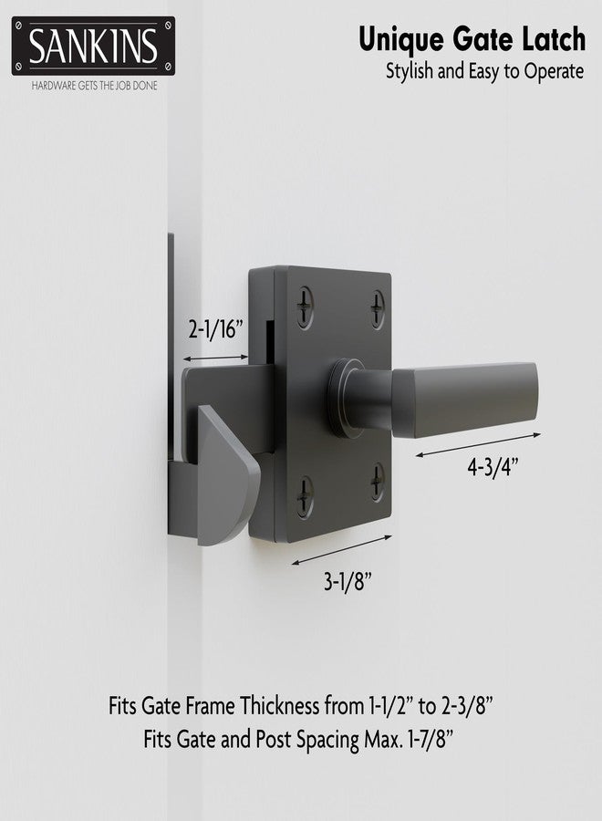 SANKINS Black Heavy Duty Double Side Gate Latch for Wooden Fence, Self Locking Aluminum Gate Latch for Outdoor Fence, Swinging Door Latch Gate Hardware,Black - Image 3