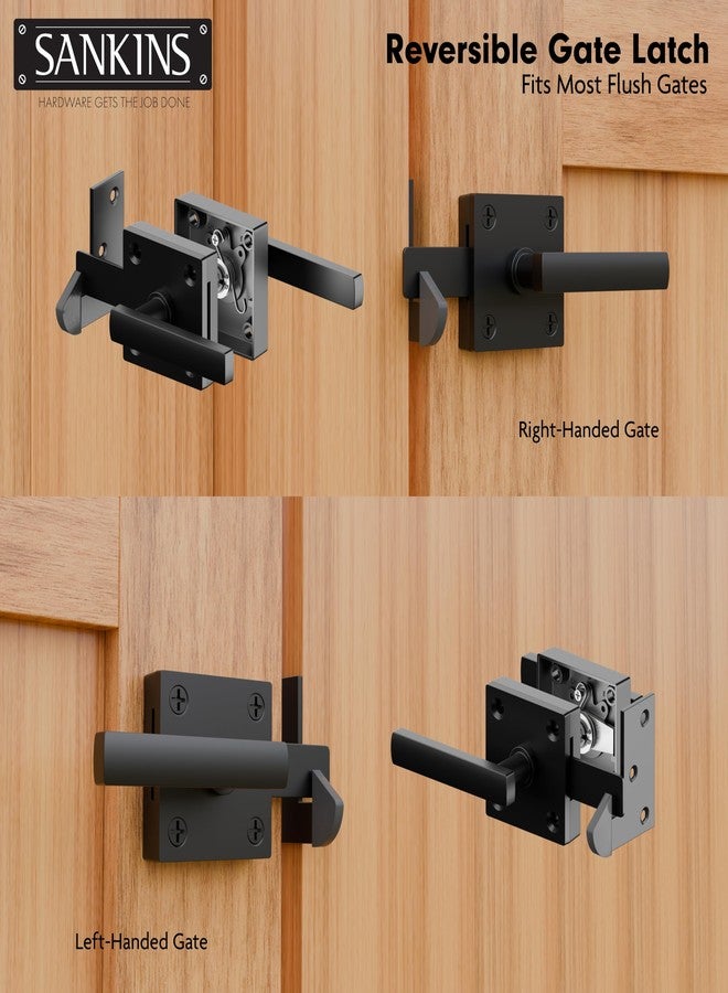 SANKINS Black Heavy Duty Double Side Gate Latch for Wooden Fence, Self Locking Aluminum Gate Latch for Outdoor Fence, Swinging Door Latch Gate Hardware,Black - Image 5
