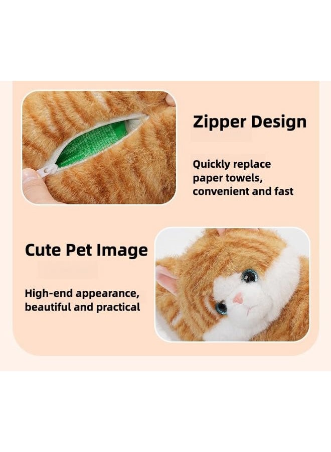 WASTROYAL Cute Cat Car Tissue Box Cover with Plush Doll, Hanging Vehicle Interior Organizer, Adorable Auto Decoration & Practical Accessory (Yellow) - Image 5