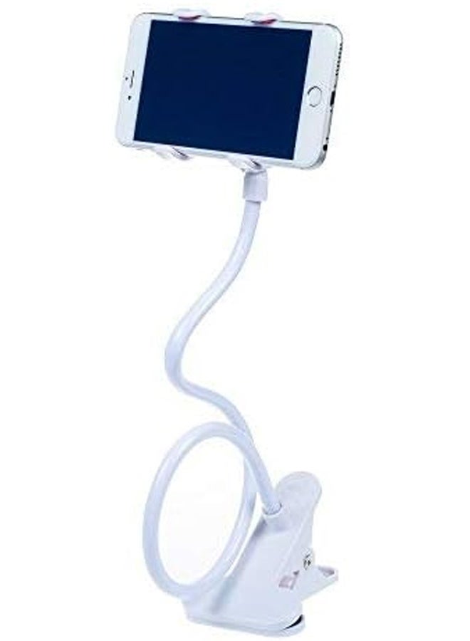 Cell Phone Holder,Universal Bedside Phone Stand,Lazy Bracket,Flexible Long Arms Clip Mount for iPhone Samsung Galaxy in Bedroom Office Desk-White - Image 3