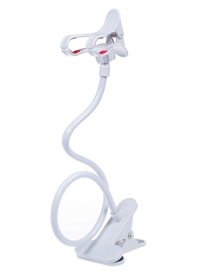 Cell Phone Holder,Universal Bedside Phone Stand,Lazy Bracket,Flexible Long Arms Clip Mount for iPhone Samsung Galaxy in Bedroom Office Desk-White - Image 1