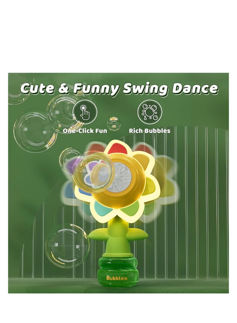 MOCOM Sunflower Bubble Machine for Kids with LED Lights, 10,000 Bubbles/Min Automatic Bubble Blower, Dancing Flower Toy with Rechargeable Battery & Bubble Solution – Outdoor Bubble Maker for Toddlers, Pets, Birthday Parties, Weddings & Events - Image 2