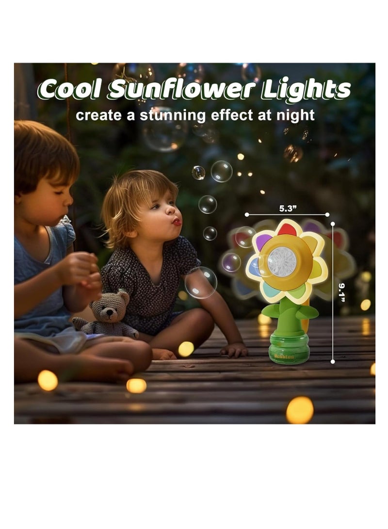MOCOM Sunflower Bubble Machine for Kids with LED Lights, 10,000 Bubbles/Min Automatic Bubble Blower, Dancing Flower Toy with Rechargeable Battery & Bubble Solution – Outdoor Bubble Maker for Toddlers, Pets, Birthday Parties, Weddings & Events - Image 3
