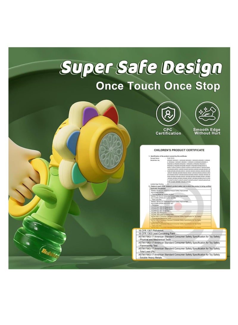 MOCOM Sunflower Bubble Machine for Kids with LED Lights, 10,000 Bubbles/Min Automatic Bubble Blower, Dancing Flower Toy with Rechargeable Battery & Bubble Solution – Outdoor Bubble Maker for Toddlers, Pets, Birthday Parties, Weddings & Events - Image 4