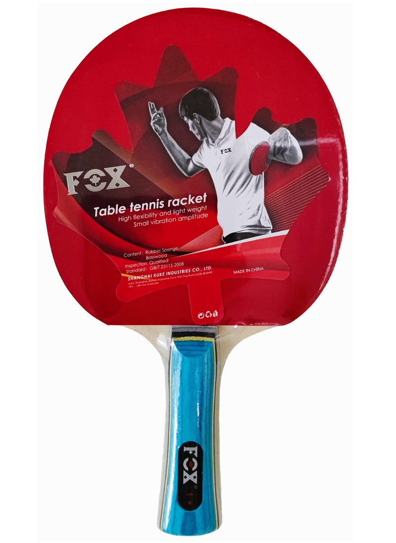 Fox - Deluxe Table Tennis Racket Long Handle With Case 1-Star, Light Blue Hand - Image 1