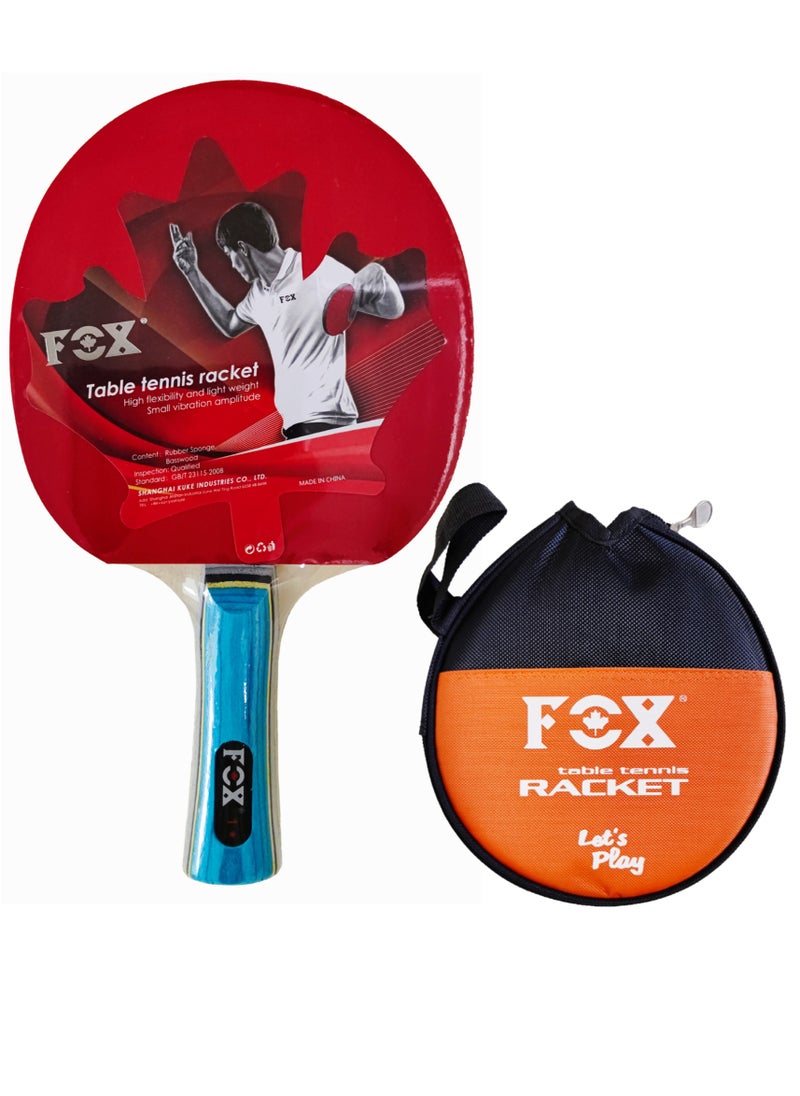 Fox - Deluxe Table Tennis Racket Long Handle With Case 1-Star, Light Blue Hand - Image 1
