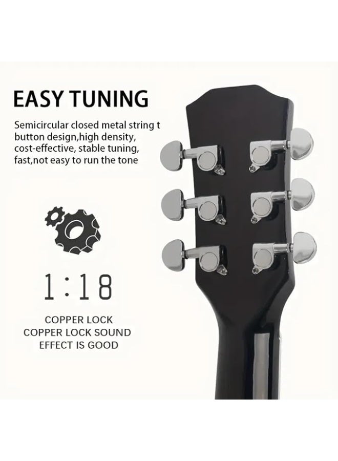 Megarya Orchid Black Elegance Acoustic Guitar With Premium 5mm Padded Bag - Image 5