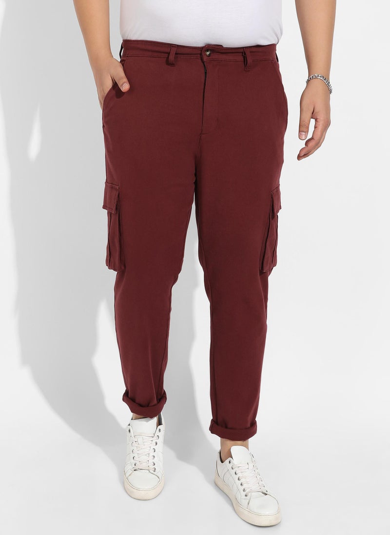 Instafab Plus Men's Maroon Cargo Trousers - Image 2