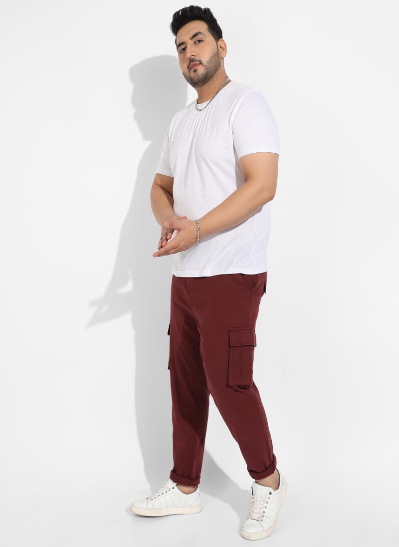 Instafab Plus Men's Maroon Cargo Trousers - Image 5