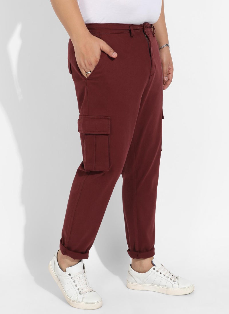 Instafab Plus Men's Maroon Cargo Trousers - Image 3