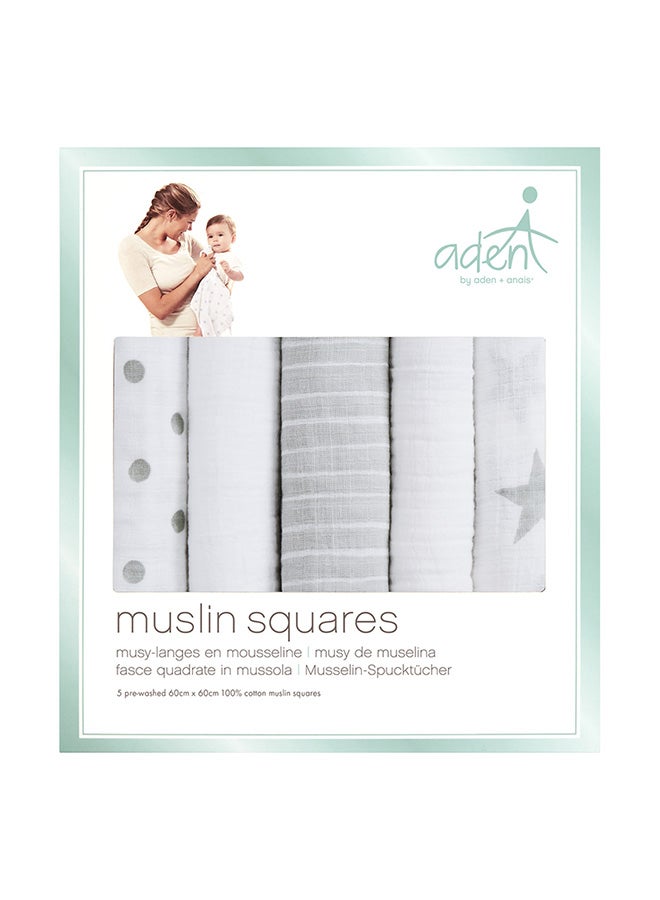 aden + anais Pack Of 5 Essentials Muslin Squares - Dusty - Image 1