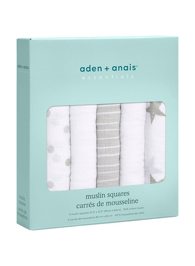 aden + anais Pack Of 5 Essentials Muslin Squares - Dusty - Image 2