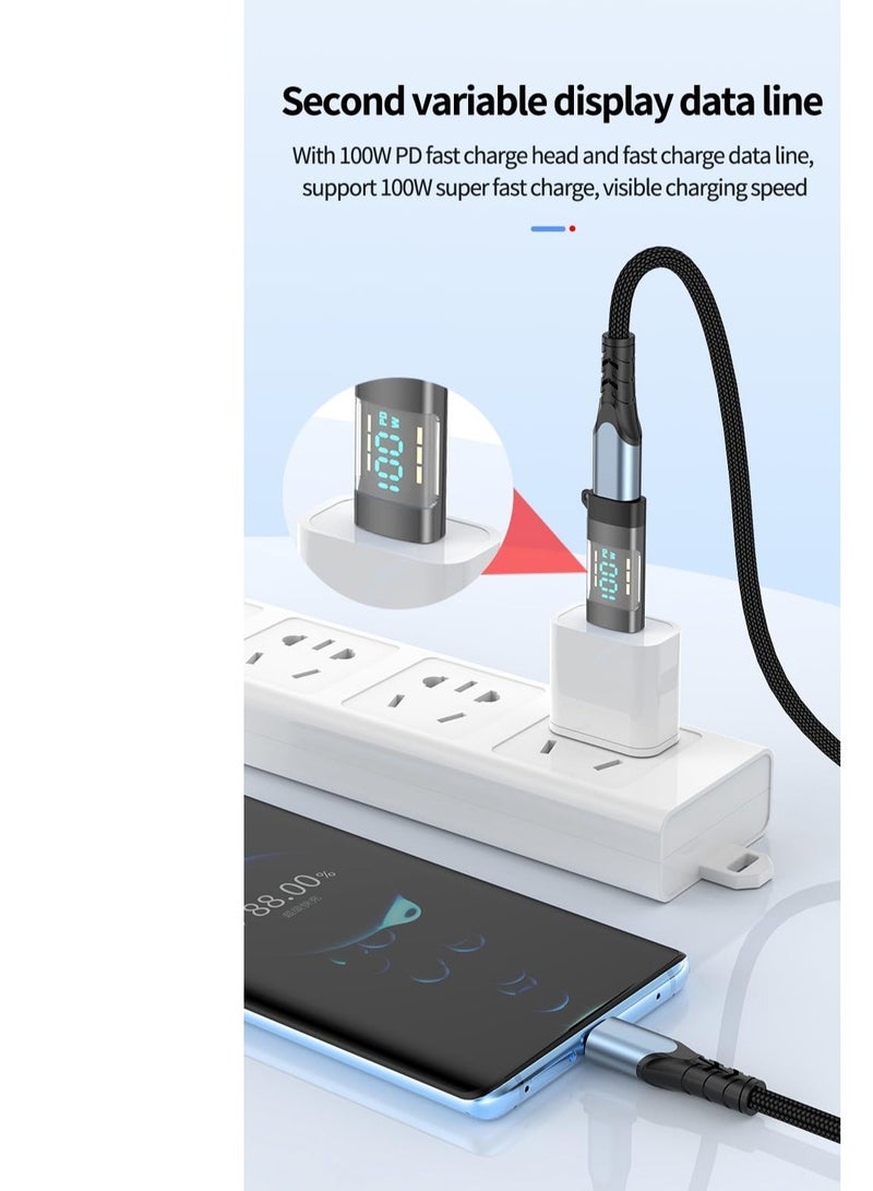 Excefore USB C Adapter, 2 Pcs 100W Digital Display USB C Female to USB C Male Extension Adapter, with Digital Display, Type C Power Meter Tester, Compatible iPhone 15 Pro Max and Other USB C Devices (Grey) - Image 3