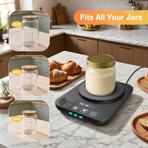 MQFORU Sourdough Starter Warmer, Precise 1°F Thermostat Control (70-100°F) Sourdough Warming Mat, Auto Warming On/Off, 12-Hour Timer Sourdough Warmer for Home Baking (No Jar Included) - Image 5