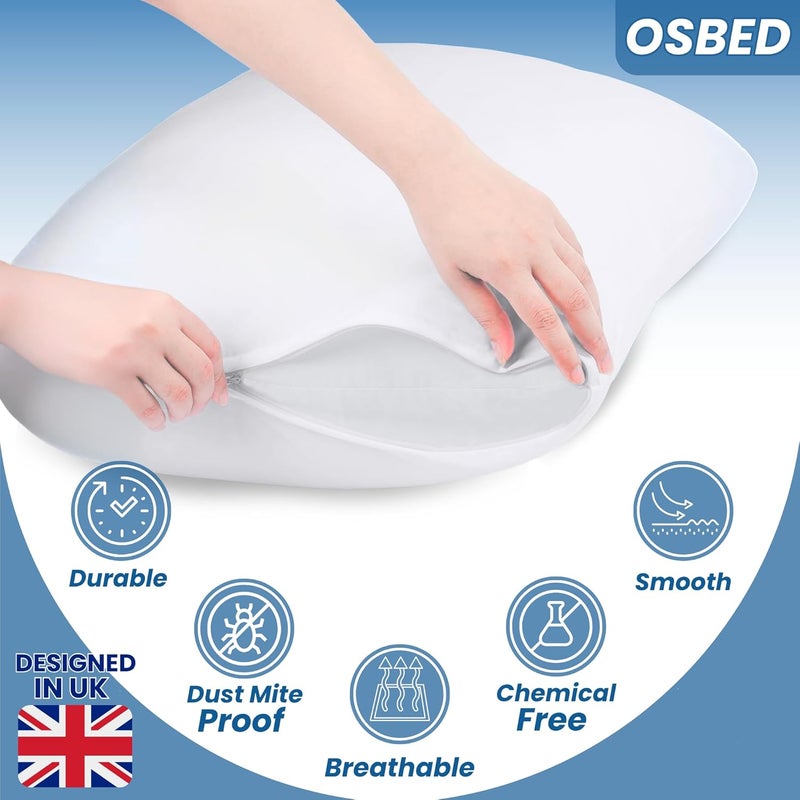 OSBED 100% Waterproof Pillow Protectors - Pack of 2 Bed Bug & Dust Proof Polyester Pillowcases (20" X 28") - Image 4
