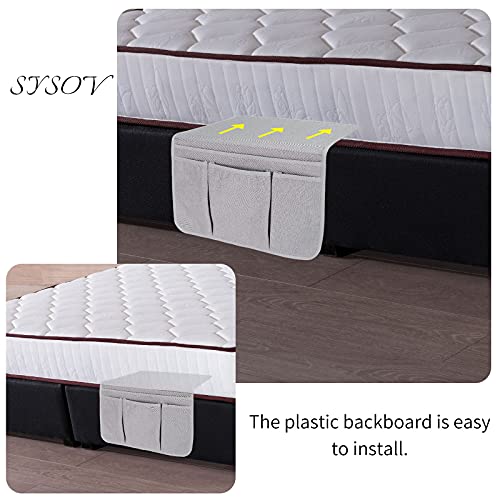 SYSOV Bedside Caddy Bedside Storage Organizer Magazine Phone Tablet iPad Remote Holder, Organizer Caddy for Home College Dorm Bed, Sofa, Bunk Bed (Silver Gray) - Image 4