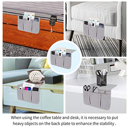 SYSOV Bedside Caddy Bedside Storage Organizer Magazine Phone Tablet iPad Remote Holder, Organizer Caddy for Home College Dorm Bed, Sofa, Bunk Bed (Silver Gray) - Image 5