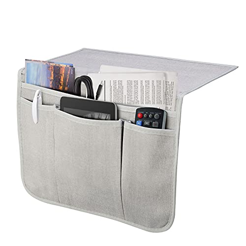 SYSOV Bedside Caddy Bedside Storage Organizer Magazine Phone Tablet iPad Remote Holder, Organizer Caddy for Home College Dorm Bed, Sofa, Bunk Bed (Silver Gray) - Image 1